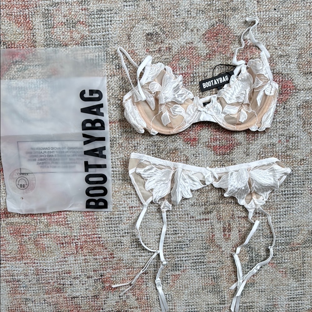 NWT White and Tan Lingerie Set